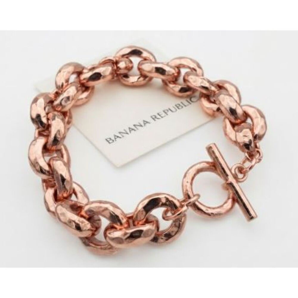 Banana Republic Aureus + Argent  Rose Gold Hammer Link Toggle bracelet  NWT 89